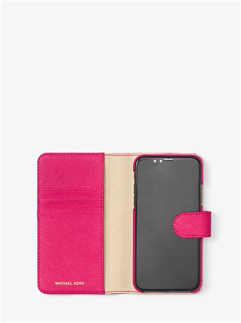 michael kors saffiano leather folio phone case for iphone x|saffiano leather folio iphone x.